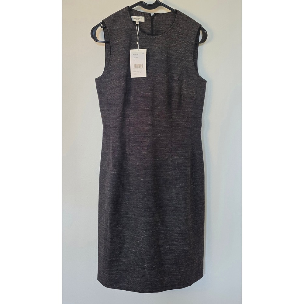 Lafayette 148 Dress NWT Sheath Womens 2 Wool Linen Blend Black